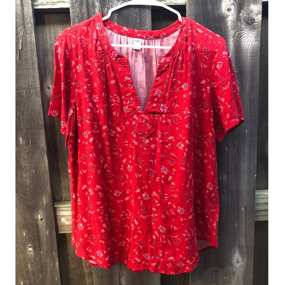 Red Floral Old Navy Blouse